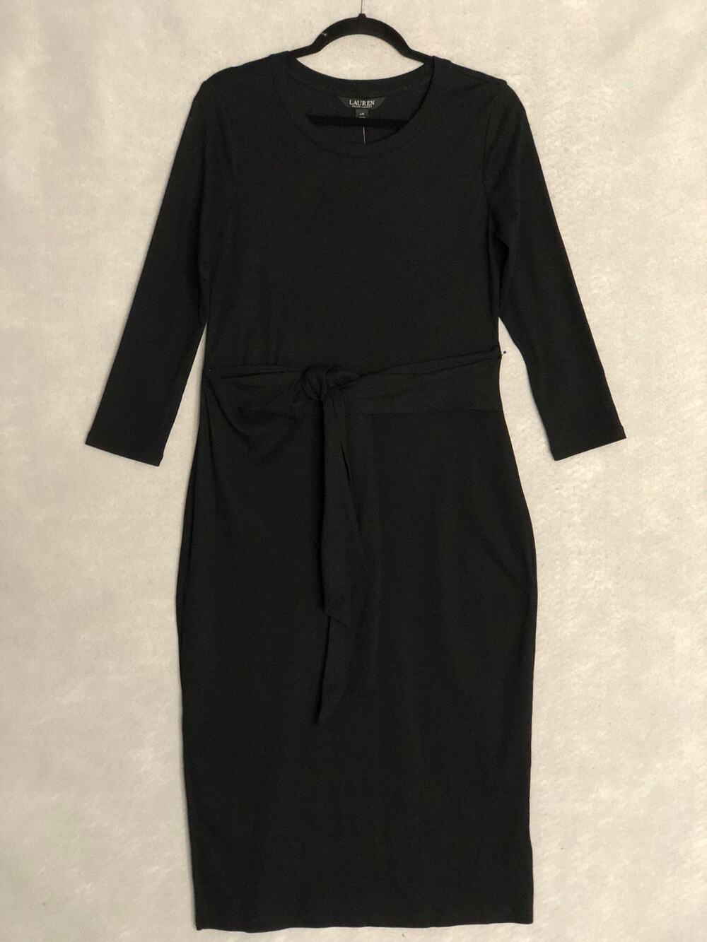 Lauren Ralph Lauren Day Dress Imalah-Long Sleeve Black Women's Medium NEW